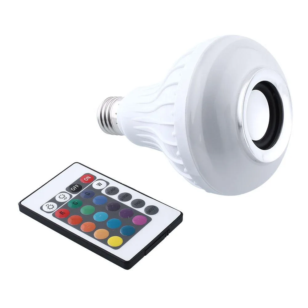 

Wireless E27 Bluetooth 3.0 Audio Speaker RGB Color Light White Bulb Music Lamp