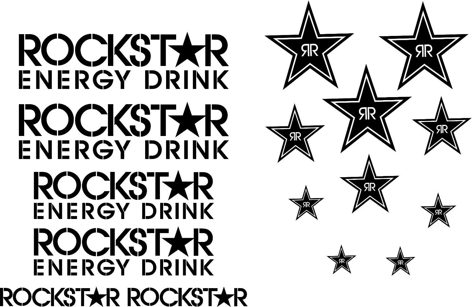 За 1 единицу товара Rockstar Энергии вырезать виниловые наклейки в виде Фотообоев c