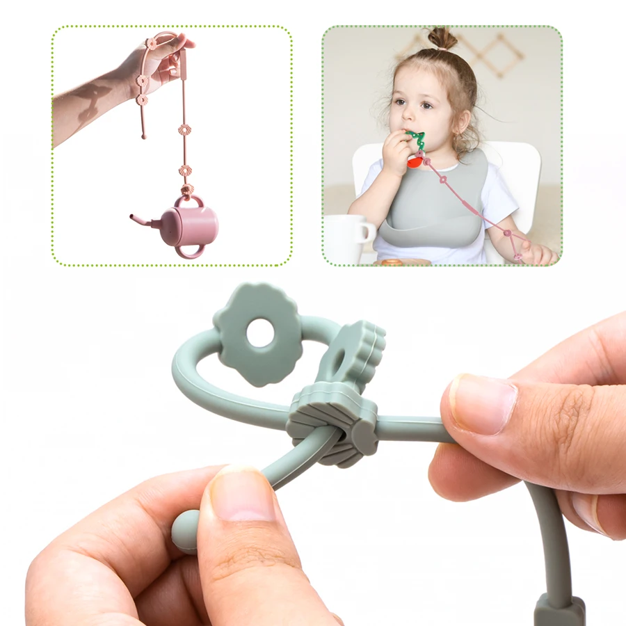 Customized Silicone Pacifier Chain Teether Toys BPA Free Safe Teething Chain Portable Newborn Chewing Molar Baby Accessories 5