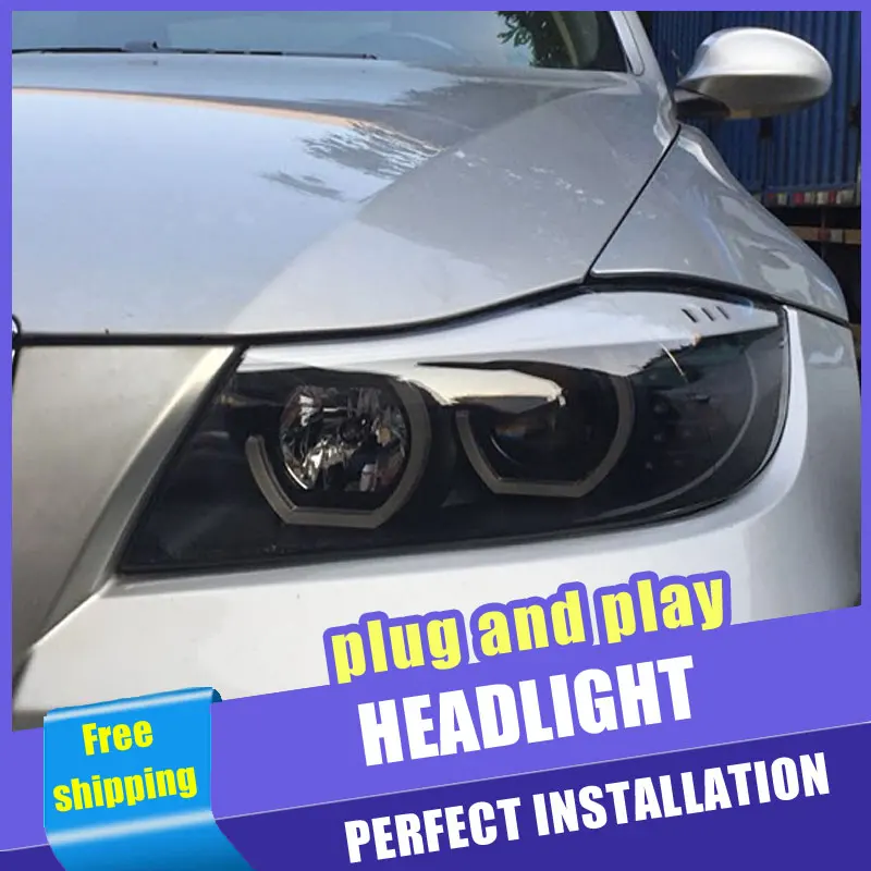 Billige 2PCS Auto Stil LED scheinwerfer für BMW 3 Serie e90 06 12 für e90 kopf lampe LED DRL objektiv Doppel Strahl H7 HID Xenon bi xenon objektiv