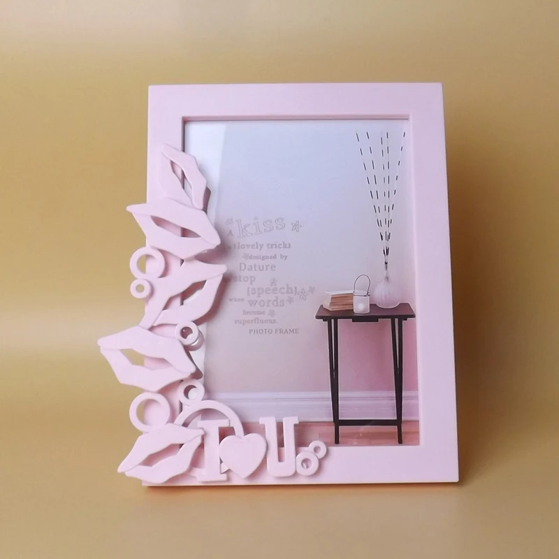 BPink 7 дюймов корейский стиль настольная домашняя фоторамка модная формованная пластиковая фоторамка подвесная настенная Подарочная Прихожая домашний декор - Цвет: BPink