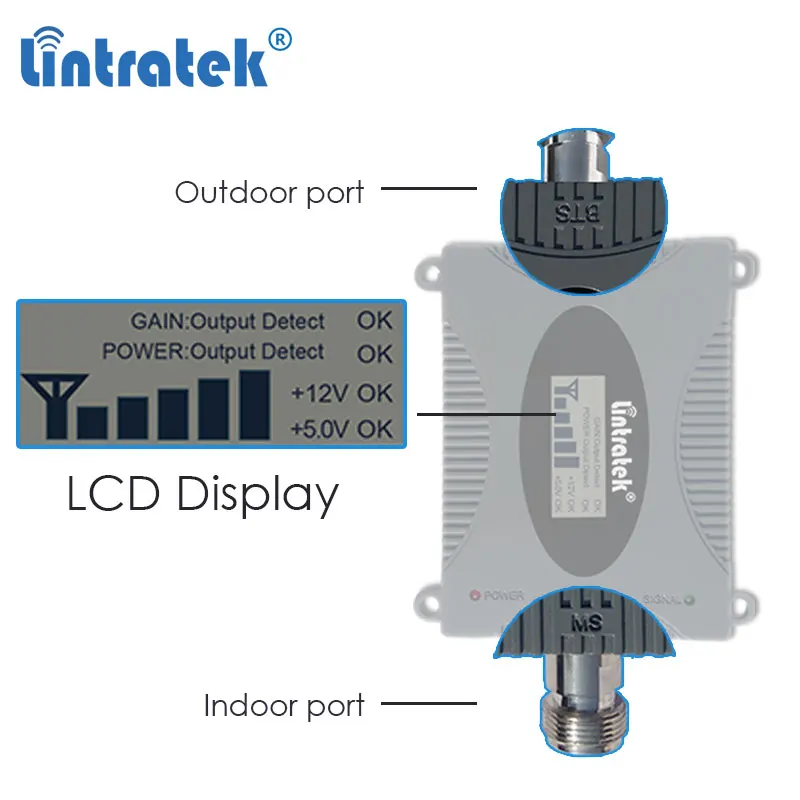 Усилитель сотовой связи Lintratek 2G 3G 4G ретранслятор LTE DCS 1800 МГц GSM 900 WCDMA 2100 UMTS