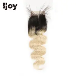 Бразильские волнистые волосы с 4x4 закрытием шнурка Remy человеческие волосы #613 Платиновые светлые человеческие волосы для наращивания IJOY