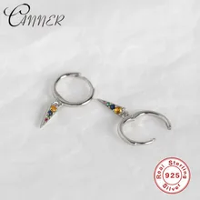 Серьги-гвоздики CANNER Rainbow CZ золотого, серебряного цвета подвеска треугольная бижутерия Huggie женские серьги из стерлингового серебра 925 пробы Корейский подарок
