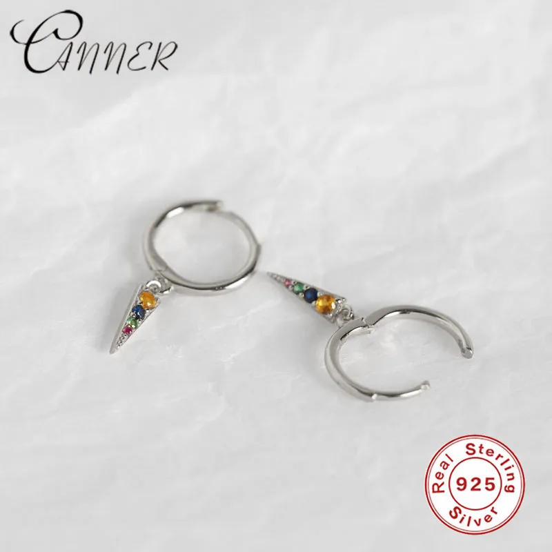 Серьги-гвоздики CANNER Rainbow CZ золотистого и серебряного цвета треугольная