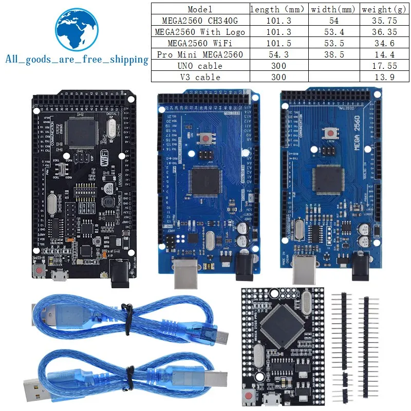 Placa de desenvolvimento para Arduino, Mega2560, ATMEGA16U2, Pro Mini, Mega + WiFi, R3, chip ATmega2560, CH340G, WeMos ESP8266
