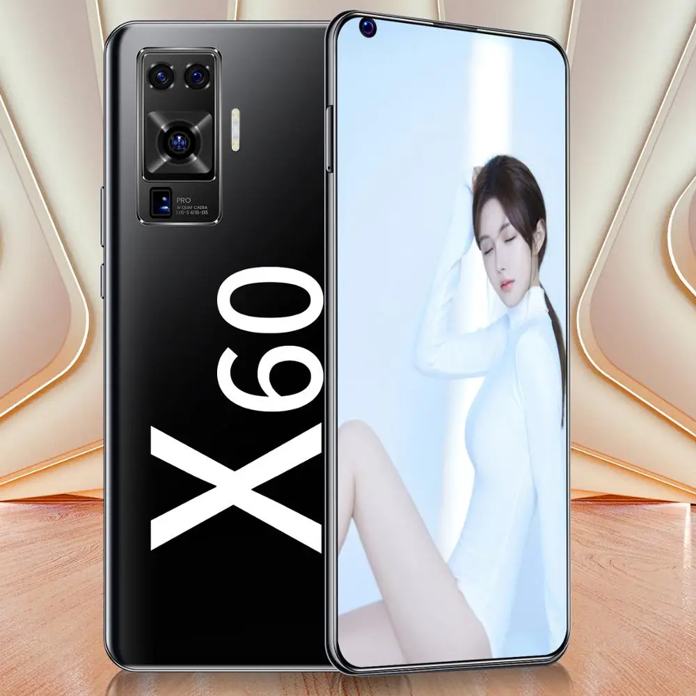 7.2 Inch Global Version X60 Network Snapdragon 865 16+32MP 12GB RAM 512GB ROM Deca Core 4 Camera 2020 Newest Smart Phone In Stoc