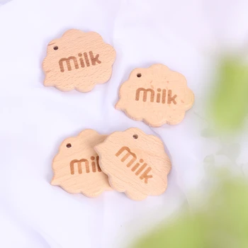 

20 pieces of wholesale log baby teeth handmade cartoon toxin free biscuit shape Beech wooden teether Pendant teeth