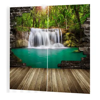 

great green Waterfall Curtain Luxury Blackout 3D Window Curtain living room Bedroom Drapes bedroom decor