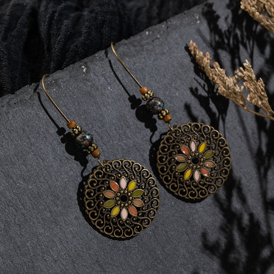 Несколько старинных этнические Boho Висячие серьги-капли в подарок для женщин Женский юбилейный Свадебный вечерние свадебные ювелирных изделий - Окраска металла: E022027