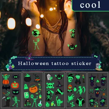 

Halloween Luminous Tattoo Ghost For Kids Fake Tattoo Witch Glowing in Dark Waterproof Temporary Tattoo Stickers