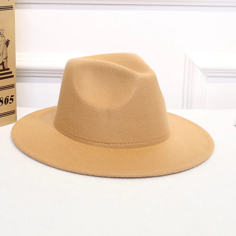 JaMerry винтажная шерстяная Фетровая Шляпа Fedora с широкими большими полями, женская элегантная Осенняя Зимняя шляпа-федора, одноцветная шляпа от солнца, женские шляпы