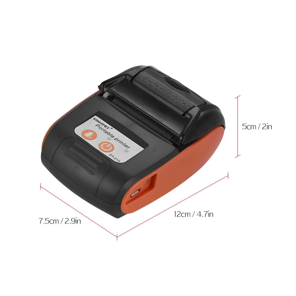 GOOJPRT PT-210 Portable Thermal Printer Handheld 58mm Receipt Printer Suitable For Retail Stores Restaurants Factories Logistics epson mini printer