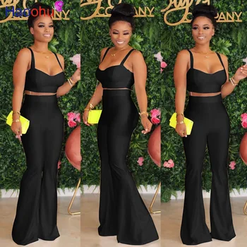 

2020 Women Sets Summer Tracksuits Strap Top+Pants Suit Two Piece Set Night Club Party Elegant Sporty Casual 2 pcs Street