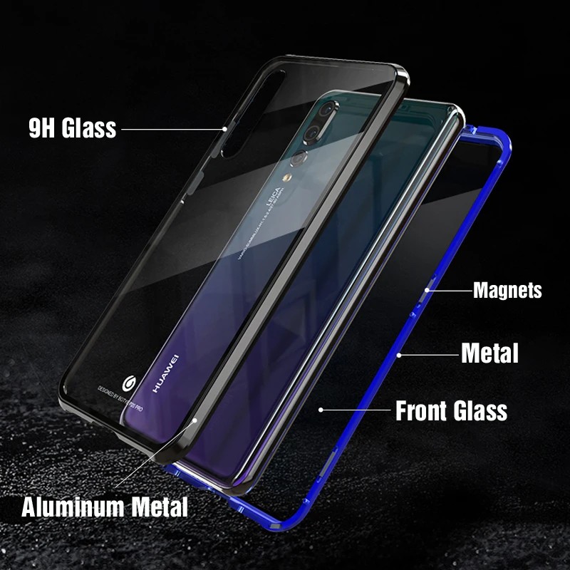 Роскошный защитный Магнитный чехол на весь корпус для huawei P20 Pro чехол 360 прозрачная задняя крышка из закаленного стекла чехол для huawei P20Pro