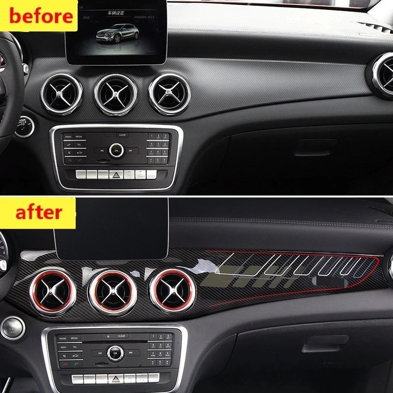 Autocollant Décoratif En Fibre De Carbone Pour Porte-gobelet Mercedes CLA GLA Classe A | Pour Tableau De Bord, Style Sportif