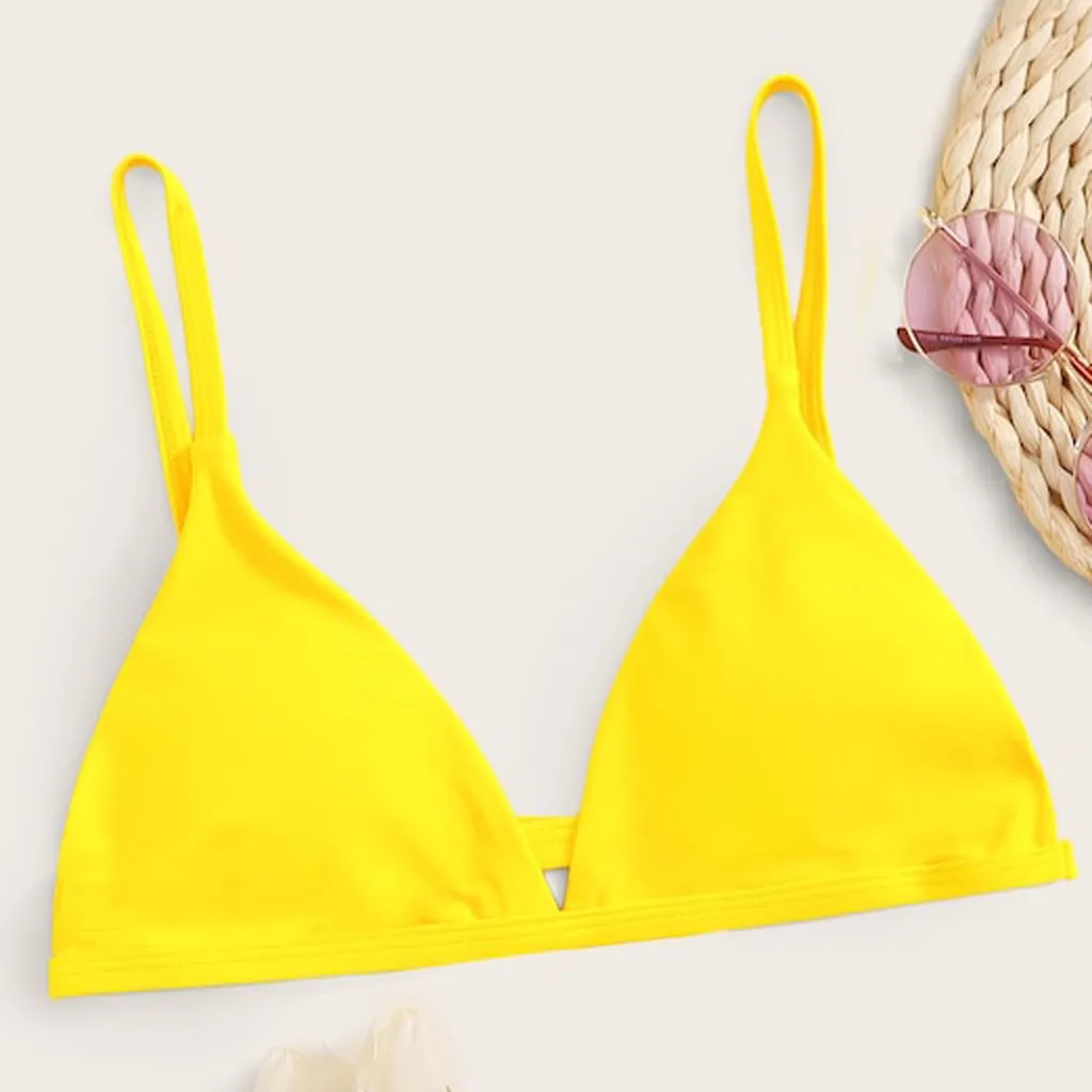 

Cheap Women Sexy Bikinis Push Up Swimming Bra Halter Bikini Top Solid Bikini Top Sexy Underwear 2.0#