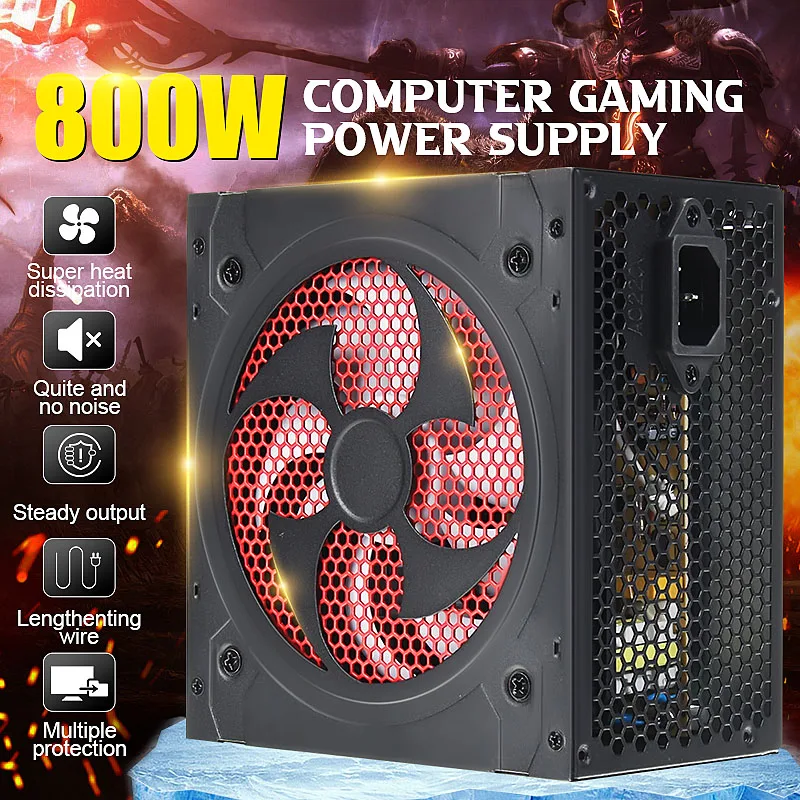 NEW 800W Gaming PC Power Supply PFC Silent Fan ATX 20+4pin 12V PC Computer SATA Gaming PC Power Supply For Intel AMD Computer 1