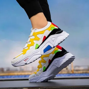 

Casual Shoes Men Sneakers Male Footwear Breathable Light Weight Man Fashion Mesh Leisure Running Shoes Socks Men Chunky Sneakers