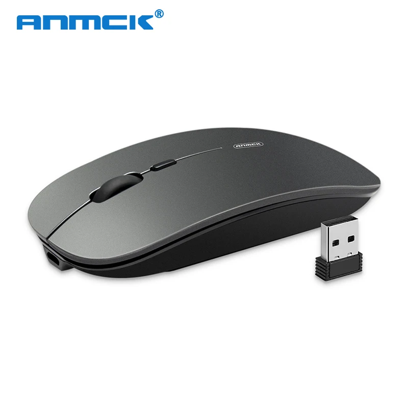 Беспроводная мышь Anmck для компьютера Bluetooth бесшумная компьютерная перезаряжаемая эргономичная 2 4 ГГц USB