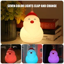 

LED Night Lamp Touch Sensor Cute Santa Claus Silicone Bedside Light Color Child Holiday Gift Sleep Bedroom Desktop Decor Lamp