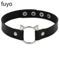 Femme noir Punk collier ras du cou en cuir Pu Goth Rivets collier ras du cou Pendientes fête Club Sexy gothique Femme bijoux 5