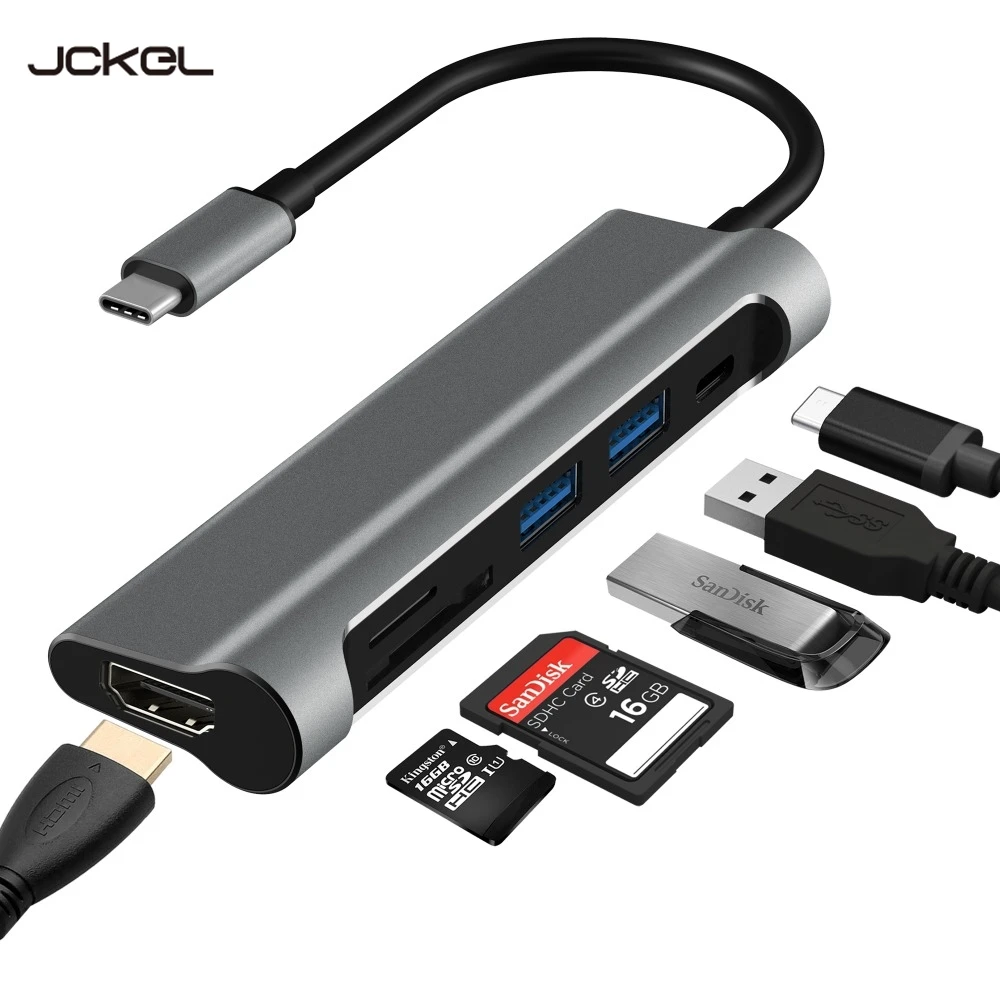 JCKEL HUB TYPE C USB 3 1 к HDMI SD/TF кардридер Type зарядный порт 2 0 адаптер для MacBook Pro HUB|Кабели VGA|