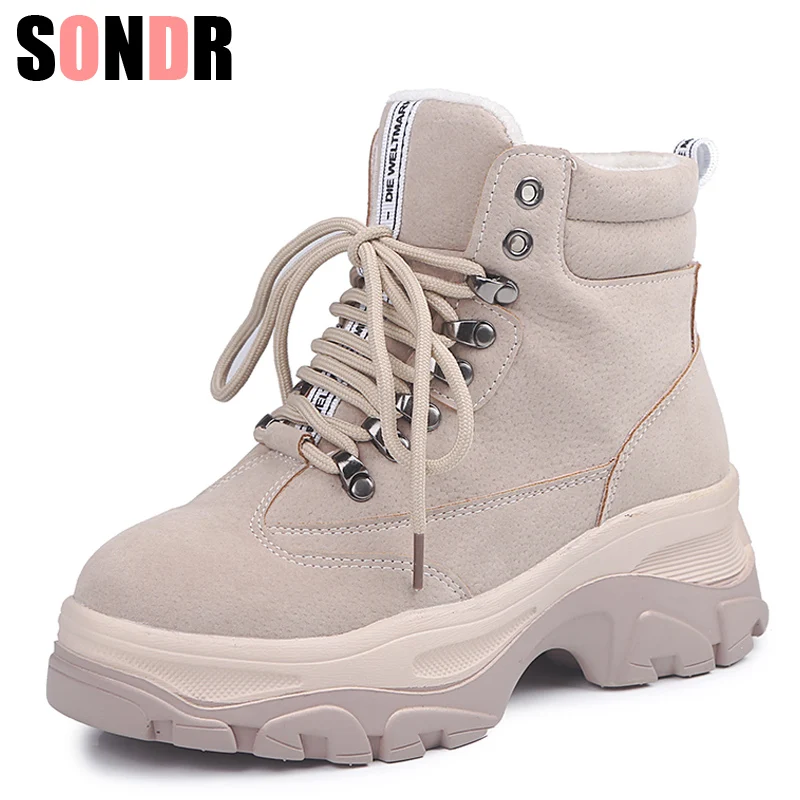 

2019 Shoes Winter Warm Platform Woman Snow Boots Plush Female Casual Sneakers Faux Suede Leather Female Snowboots Warm Shoes Fur