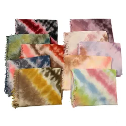 10 Colors Fashion Gradient Fringe Viscose Shawl Scarf lady High Quality Cotton Pashmina Stole Wrap Snood Muslim Hijab 200*95Cm