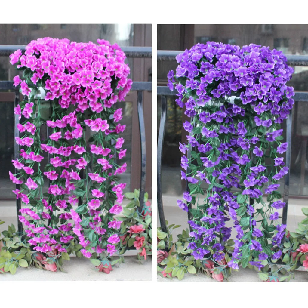Fake Hanging Flowers Artificial Violet Flower Wall Wisteria Basket Hanging Garland Vine Fake Silk Many colors optional