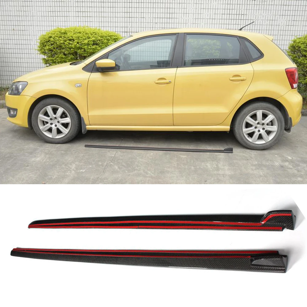 Боковые юбки из углеродного волокна комплект удлинителей для Volkswagen VW Polo MK6 Hatchback 4