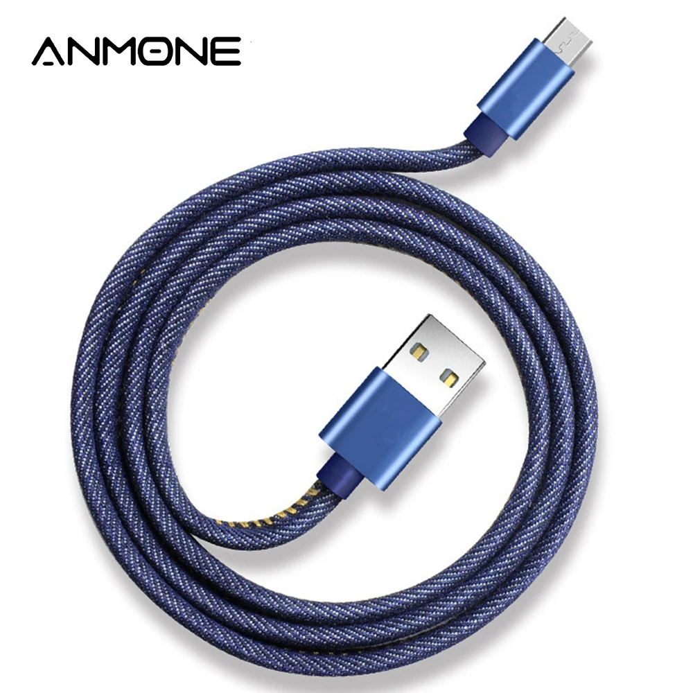 ANMONE Micro USB C кабель для Xiaomi Mi 8 Type джинсовый передачи данных iphone8 мобильный телефон