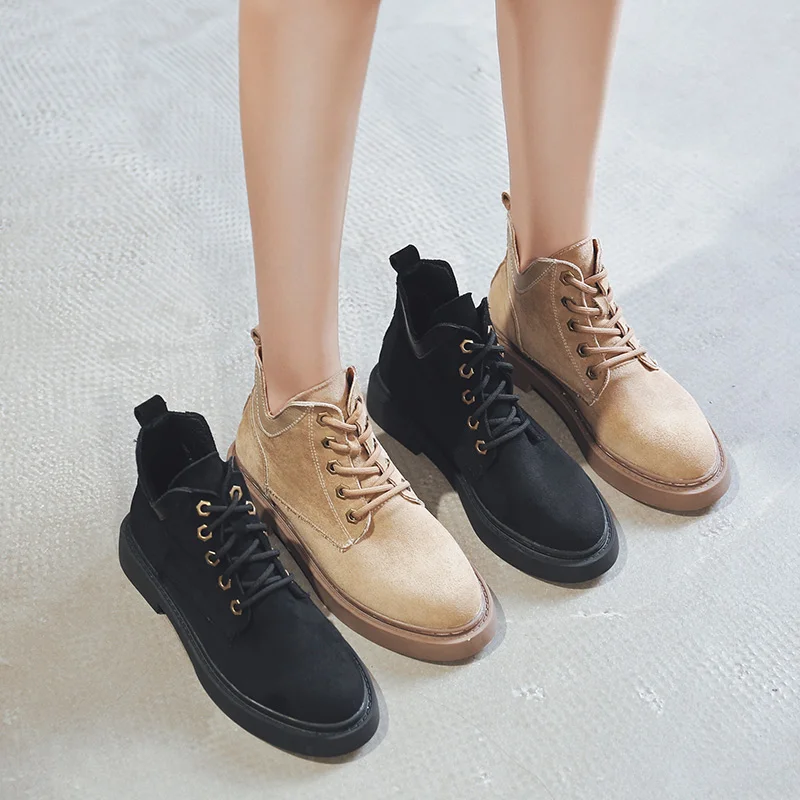 Women's boots New web celebrity lace-up ankle boots for the winter 2020 autumn season
