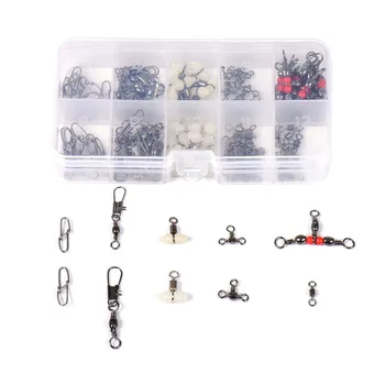 

100/Boxs Fishing Rolling Barrel Swivel With Interlock Snap Connectors Fishing Accessories with Tackle Fishing Connectors