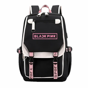

Korean Kpop Blackpink Lisa Women Bagpack Pink School Bags Waterproof Travel Backpack USB Charging Laptop Backpack Rose Bookbag