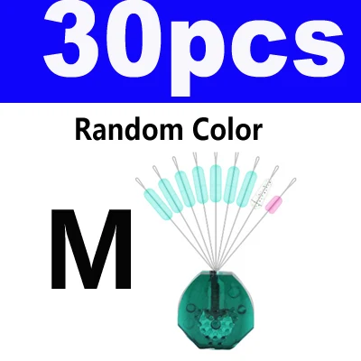 Random Color 30PCS M 30 шт.(7+ 2 бобы/шт) объемные цилиндрические грузила силиконовый поплавок пробка силиконовые сухожилия рыболовные плавающие штырьковые рыболовные снасти - Цвет: Random Color 30PCS M