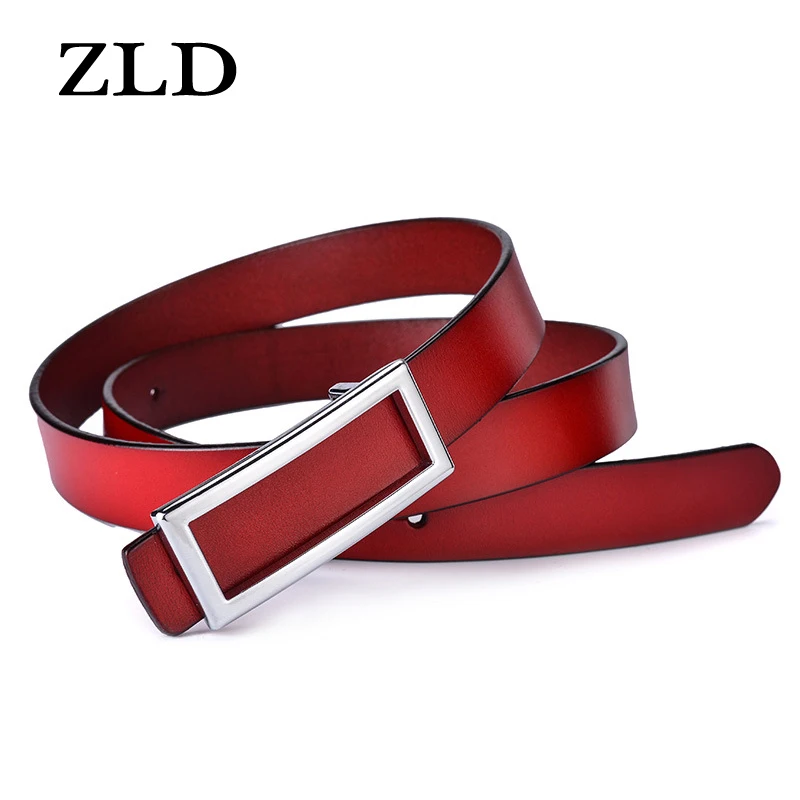 ZLD Горячая Распродажа, женский кожаный ремень с гладкой пряжкой, кожаный прямоугольный Повседневный ремень с гладкой пряжкой