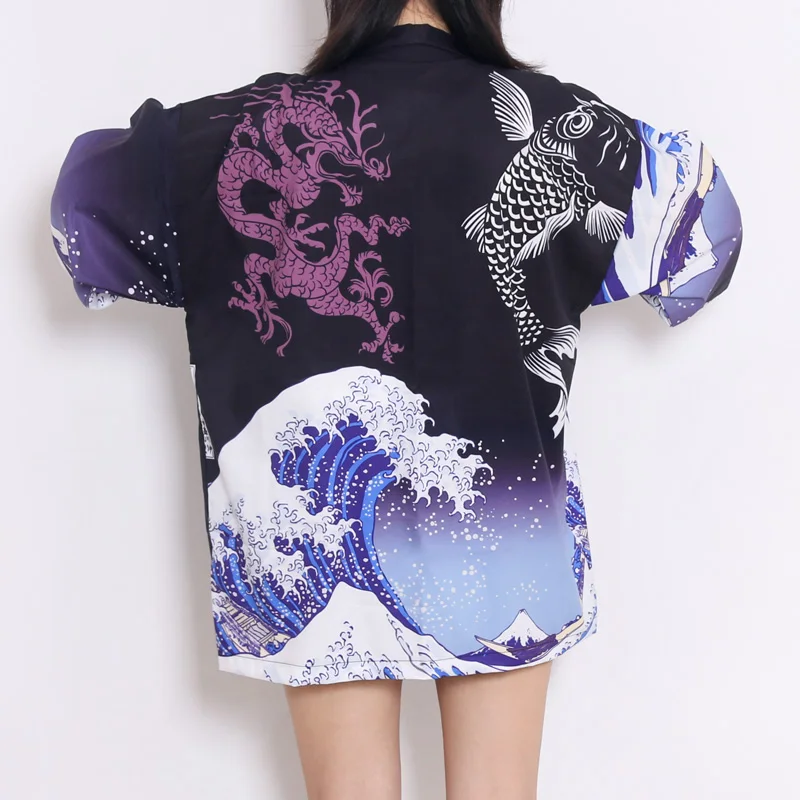 

4 Style Crane Print Unisex Kimono Cardigan Blouse Haori Obi Unisex Asian Clothes Samurai Kimono Harajuku Streetwear Beach Coat