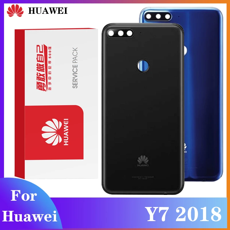 Оригинальный задний корпус для Y7 2018 пластиковый чехол батареи Huawei задняя крышка Замена|Экраны мобильных