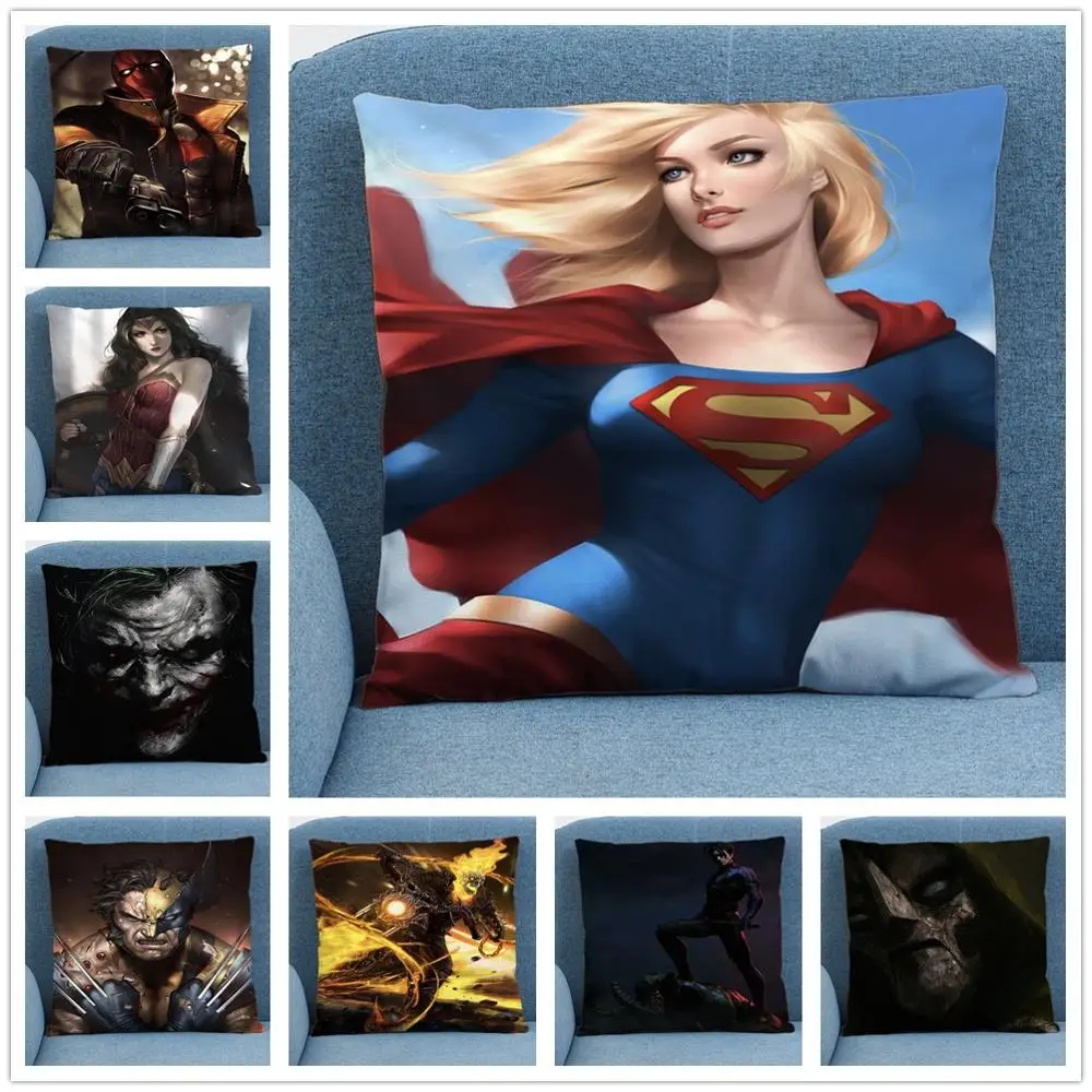 

Marvel Superhero / Cat Cartoon 45X45cm Soft Short Plush Cushion Cover Pillow Case for Home Sofa Car Decor Pillowcase 45X45cm