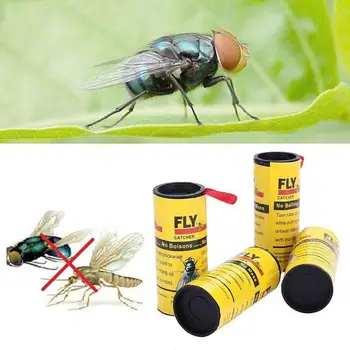 

4pcs Strong Sticky Fly Ribbons Roll Dual Sided Insect Flies Paper Strips Flytrap Trap Home Bug Anti Mosquito Glue Catcher Killer