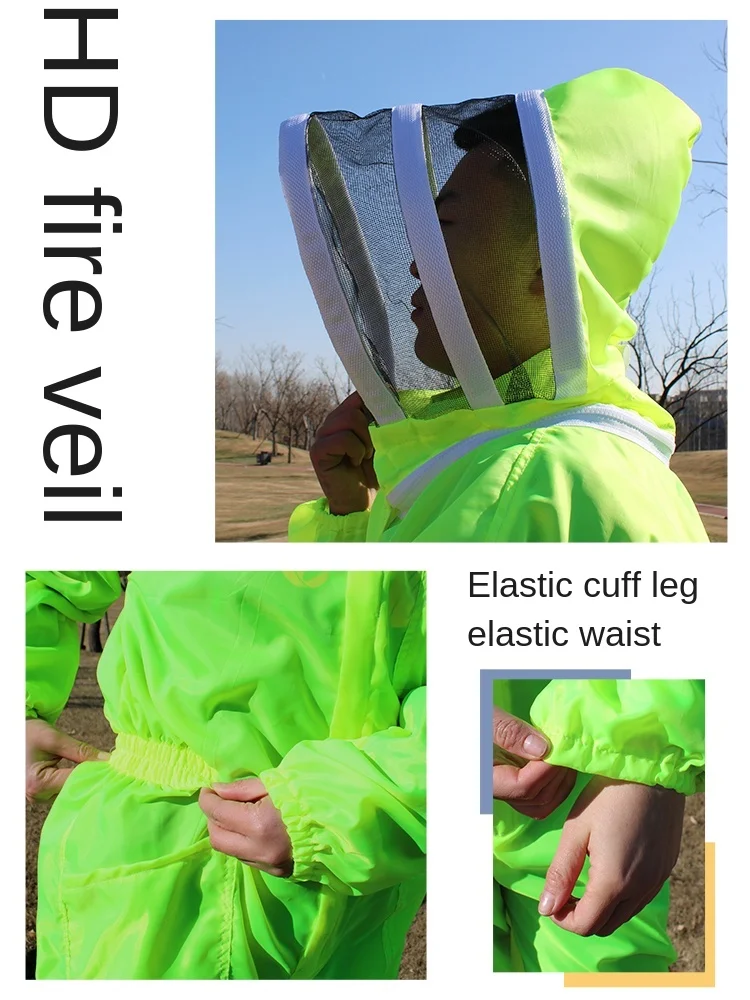 Fluorescent green beekeeping suit Breathable beekeeper clothes for bee clothes farm suit bee in summer beekeeping tools
