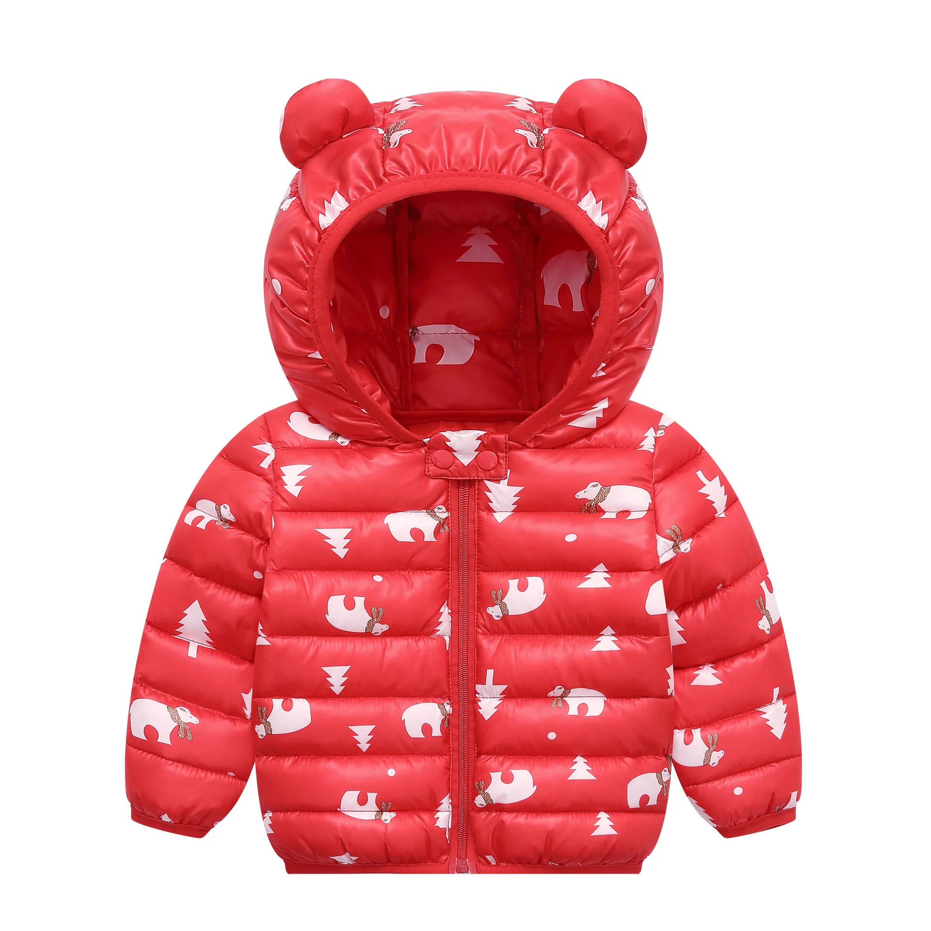 Парки для маленьких мальчиков и девочек зимнее пуховое пальто теплая верхняя одежда с капюшоном и героями мультфильмов, куртка Детская тонкая легкая осенне-зимняя одежда года - Цвет: Red