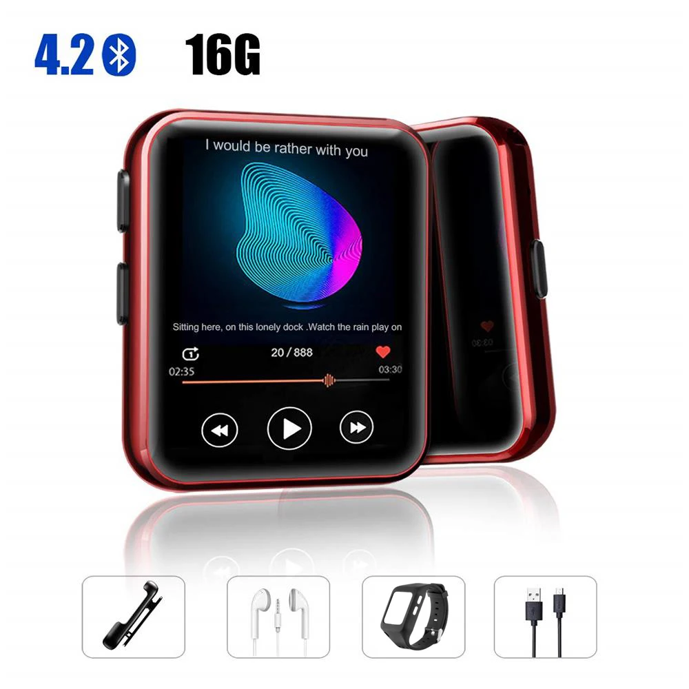 Мини mp3-плеер с клипсой Bluetooth4.2 и сенсорным экраном 1 5 дюйма портативный