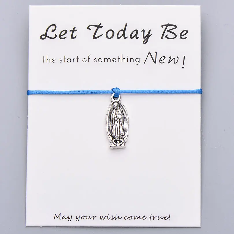 lt blue Pipitree Lucky Wish Virgin браслет Mary Let Today Be New Start красные браслеты с подвесками для женщин, мужчин, девочек, ювелирный подарок - Окраска металла: lt blue