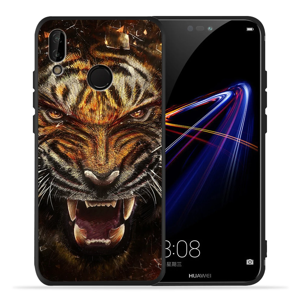 Модный животный черный медведь лев тигр черный чехол для телефона Huawei honor 8 9 10 Lite honor 9X20 Pro P умный мягкий чехол Etui