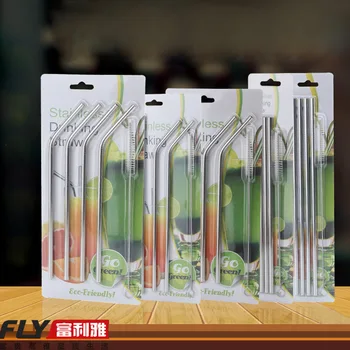 

Reusable Metal Drinking Straws 304 Stainless Steel Straw Bent Straight Smoothies Straw with Cleaning Brush Bar Party Accessory