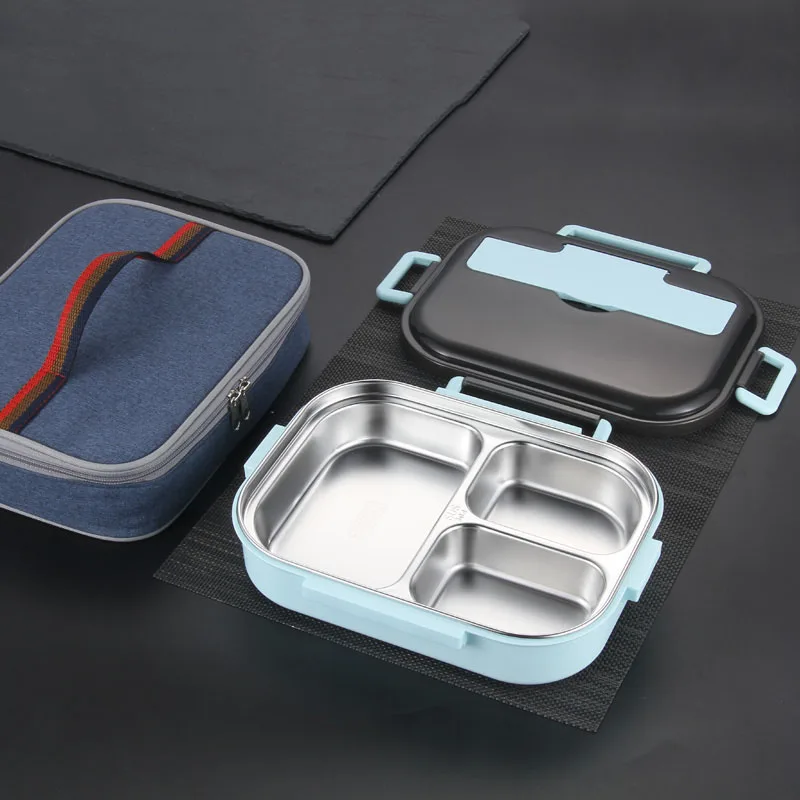 

610ml / 700ml Japanese Kids Lunch Box Stainless Steel Bento Lunch Box With Compartment and Bag Microwave Food Container Box
