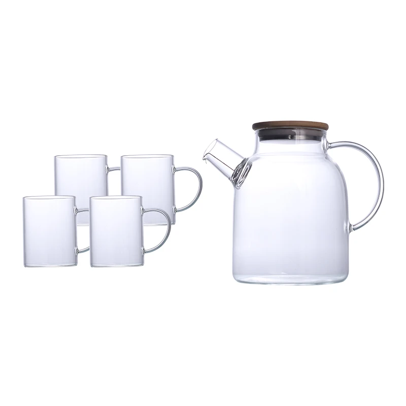 Japanese glass kettle set-1.7L teapot set- sealed Pot with stainless steel wooden lid-heat-resistant teapot-wood tray
