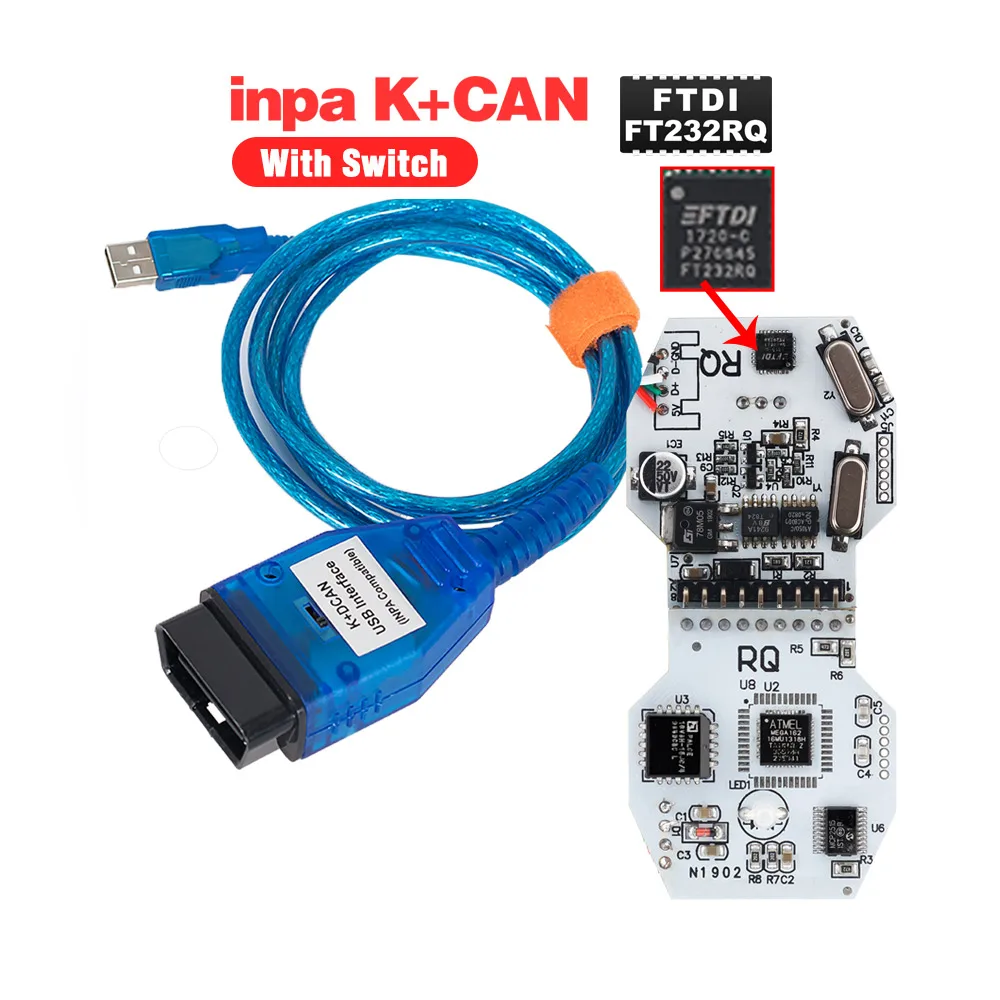 Для BMW INPA K+ CAN K CAN INPA с чипом FT232RL с переключателем для BMW INPA K DCAN USB интерфейсный кабель с 20PIN для BMW - Цвет: inpa switch blue